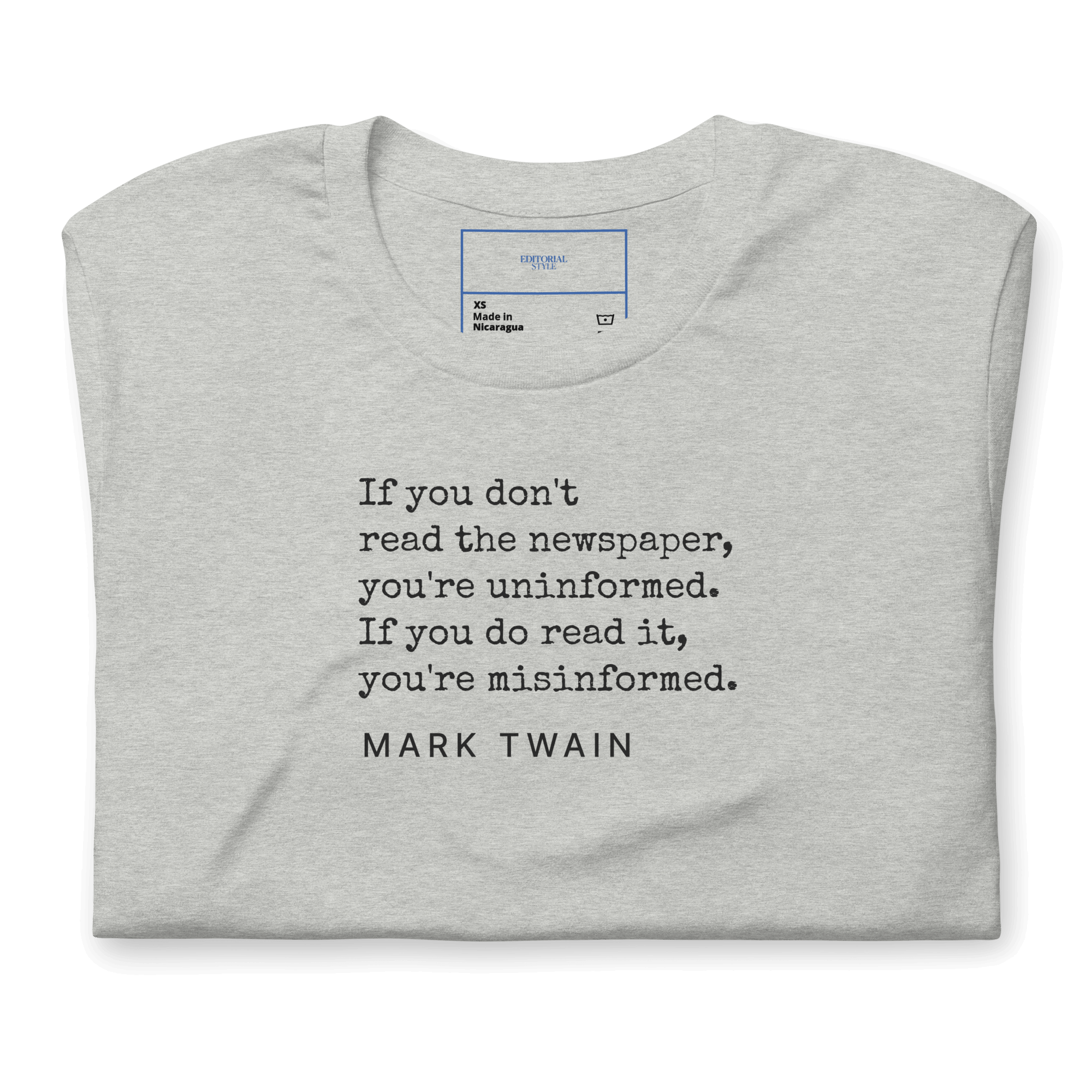 Mark Twain misattributed newspaper quote print highlighting media misinformation and journalism credibility