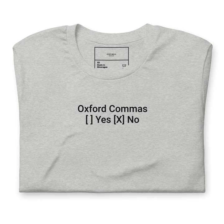 Oxford Comma Tee: The Stylebook Series - Editorial Style Journalism Apparel